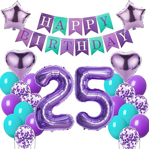 Luftballons 25. Geburtstag Frauen deko Lila Geburtstagsdeko 25 jahre Frauen Geburtstag dekoration 25 Happy Birthday deko 25. Geburtstag Frauen lila Folienballon 25 Geburtstag Frau ballon lila von Oumezon