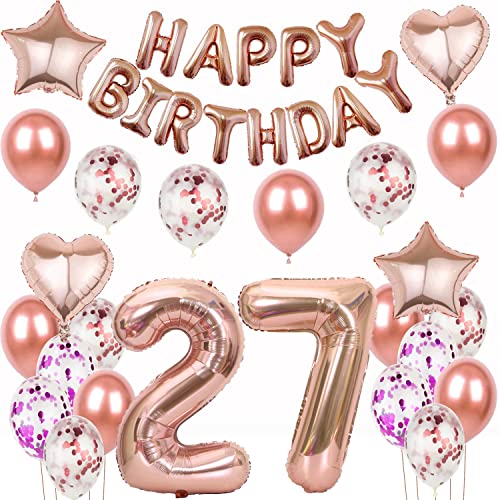 Luftballons 27.geburtstag deko frau rosegold folienballon 27 jahre geburtstag dekoration frau mädchen happy birthday 27 geburtstag deko frauen rosegold geburtstagsdeko 27 geburtstag frauen Deko(27) von Oumezon