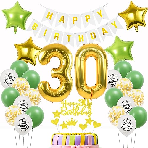 Luftballons 30 Geburtstag Mann Frau deko Gold Grün, Geburtstagsdeko 30 Jahre Mann Dekoration Grün,deko 30. Geburtstag Männer Gold, Tortendeko 30 Geburtstag Frauen Mann Ballon 30 Gold Grün Luftballons 30 Geburtstag Mann Frau deko Gold Grün, Geburtstagsdeko 30 Jahre Mann Dekoration Grün,deko 30. Geburtstag Männer Gold, Tortendeko 30 Geburtstag Frauen Mann Ballon 30 Gold Grün von Oumezon