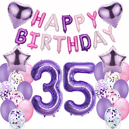 Luftballons 35. Geburtstag deko frauen Lila Folienballon 35 jahre Geburtstag dekoration frau Happy Birthday 35 Geburtstag deko mädchen lila ballon 35 Geburtstagsdeko 35 Geburtstag frauen deko von Oumezon