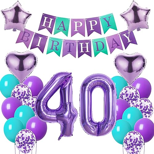 Luftballons 40. Geburtstag Frauen deko Lila Geburtstagsdeko 40 jahre Frauen Geburtstag dekoration 40 Happy Birthday deko 40. Geburtstag Frauen lila Folienballon 40 Geburtstag Frau ballon lila von Oumezon