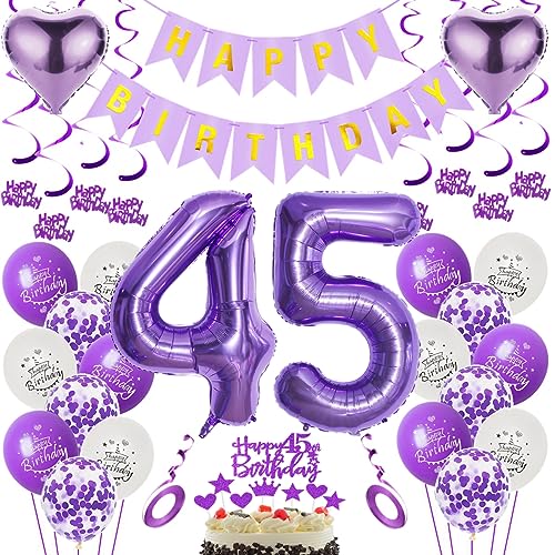 Luftballons 45. Geburtstag Dekoration Lila 45. Geburtstag Deko Frauen Lila Folienballon 45 Jahre Geburtstag Ballon 45.Geburtstag Deko Lila Frau 45 Geburtstag Lila Deko 45. Lila Tortendeko von Oumezon