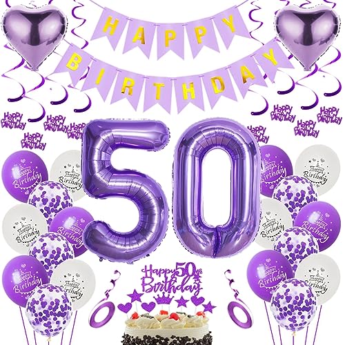 Luftballons 50. Geburtstag Dekoration Lila 50. Geburtstag Deko Frauen Lila Folienballon 50 Jahre Geburtstag Ballon 50.Geburtstag Deko Lila Frau 50 Geburtstag Lila Deko 50. Lila Tortendeko von Oumezon