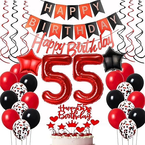 Oumezon Luftballons 55. Geburtstag Frauen Rot Schwarz Dekoration, ballon 55 deko Tortendeko Jahre Geburtstagsdeko Frau Luftballon, (heihong-youchapai-55S) Oumezon Luftballons 55. Geburtstag Frauen Rot Schwarz Dekoration, ballon 55 deko Tortendeko Jahre Geburtstagsdeko Frau Luftballon, (heihong-youchapai-55S) von Oumezon