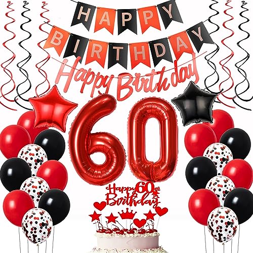 Luftballons 60. Geburtstag Frauen Rot Schwarz Dekoration, Ballon Deko Tortendeko 60 Jahre Geburtstagsdeko Frau Luftballon Luftballons 60. Geburtstag Frauen Rot Schwarz Dekoration, Ballon Deko Tortendeko 60 Jahre Geburtstagsdeko Frau Luftballon von Oumezon