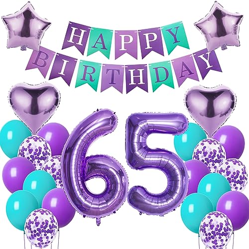 Luftballons 65. Geburtstag Frauen deko Lila Geburtstagsdeko 65 jahre Frauen Geburtstag dekoration 65 Happy Birthday deko 65. Geburtstag Frauen lila Folienballon 65 Geburtstag Frau ballon lila von Oumezon