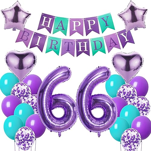 Luftballons 66. Geburtstag Frauen deko Lila Geburtstagsdeko 66 jahre Frauen Geburtstag dekoration 66 Happy Birthday deko 66. Geburtstag Frauen lila Folienballon 66 Geburtstag Frau ballon lila von Oumezon