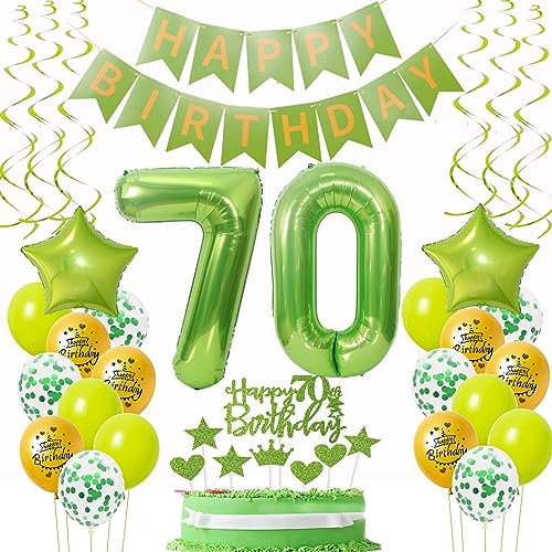 Luftballons 70. Geburtstag Deko Frauen Mann Grün Gold, Geburtstagsdeko 70 Mann happy birthday 70 jahre Männer dekoration Grün Gold Tortendeko 70. Geburtstag Mann ballons 70 Geburtstag Mann von Oumezon