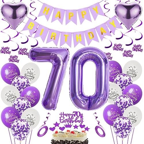 Luftballons 70. Geburtstag Dekoration Lila 70. Geburtstag Deko Frauen Lila Folienballon 70 Jahre Geburtstag Ballon 70.Geburtstag Deko Lila Frau 70 Geburtstag Lila Deko 70. Lila Tortendeko von Oumezon