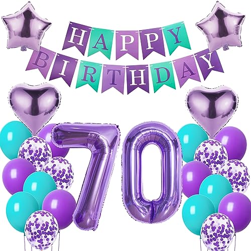 Luftballons 70. Geburtstag Frauen deko Lila Geburtstagsdeko 70 jahre Frauen Geburtstag dekoration 70 Happy Birthday deko 70. Geburtstag Frauen lila Folienballon 70 Geburtstag Frau ballon lila von Oumezon