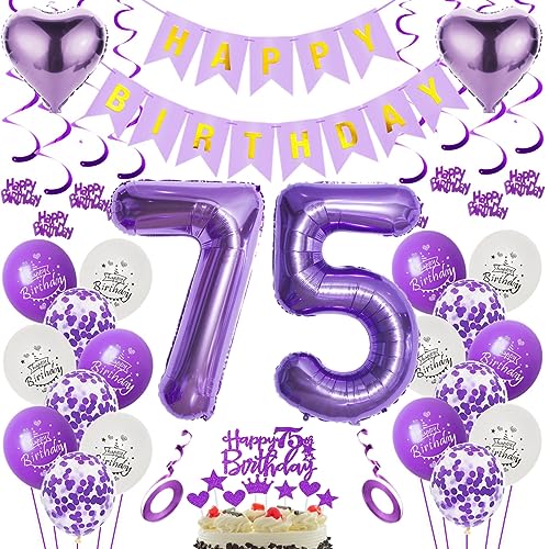 Luftballons 75. Geburtstag Dekoration Lila 75. Geburtstag Deko Frauen Lila Folienballon 75 Jahre Geburtstag Ballon 75.Geburtstag Deko Lila Frau 75 Geburtstag Lila Deko 75. Lila Tortendeko von Oumezon