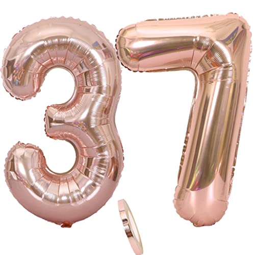 Luftballons Zahl 37 rosegold Nummer 37 Luftballon 37 Rosegold Folienballon 37. Geburtstag deko frauen, 32 Zoll Große Ballon Zahl 37 Riese Heliumfolie 37 jahre Geburtstag deko frau damen von Oumezon