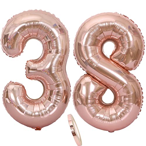 Luftballons Zahl 38 rosegold Nummer 38 Luftballon 38 Rosegold Folienballon 38. Geburtstag deko frauen, 32 Zoll Große Ballon Zahl 38 Riese Heliumfolie 38 jahre Geburtstag deko frau damen von Oumezon