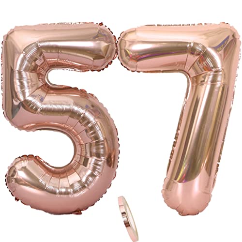 Luftballons Zahl 57 rosegold Nummer 57 Luftballon 57 Rosegold Folienballon 57. Geburtstag deko frauen, 32 Zoll Große Ballon Zahl 57 Riese Heliumfolie 57 jahre Geburtstag deko frau damen von Oumezon