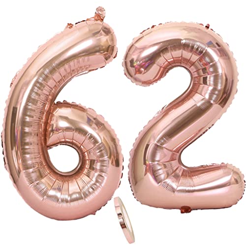 Luftballons Zahl 62 rosegold Nummer 62 Luftballon 62 Rosegold Folienballon 62. Geburtstag deko frauen, 32 Zoll Große Ballon Zahl 62 Riese Heliumfolie 62 jahre Geburtstag deko frau damen von Oumezon