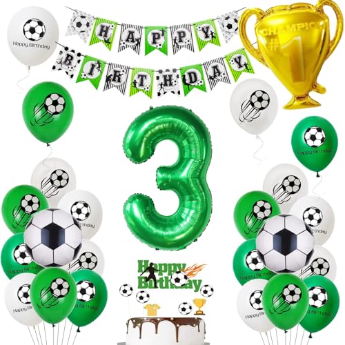 Oumezon Fussball Luftballon 3. Geburtstag Junge Grün Ballon 3 Geburtstag Junge Cake Topper Fußball Geburtstagsdeko 3 Jahr Kindergeburtstag Party Deko 3. Geburtstags Junge Fußball Kuchendeko von Oumezon