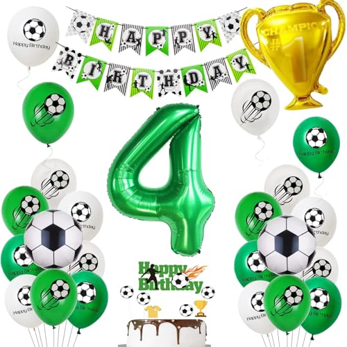 Oumezon Fussball Luftballon 4. Geburtstag Junge Grün Ballon 4 Geburtstag Junge Cake Topper Fußball Geburtstagsdeko 4 Jahr Kindergeburtstag Party Deko 4. Geburtstags Junge Fußball Kuchendeko von Oumezon