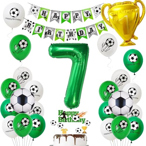 Oumezon Fussball Luftballon 7. Geburtstag Junge Grün Ballon 7 Geburtstag Junge Cake Topper Fußball Geburtstagsdeko 7 Jahr Kindergeburtstag Party Deko 7. Geburtstags Junge Fußball Kuchendeko von Oumezon