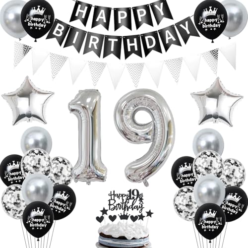 Schwarz Geburtstagsdeko 19. Geburtstag, 19. Geburtstag Dekorationen Junge Mädchen, Deko Schwarz 19. Geburtstag,19 Jahr Geburtstagdeko, Luftballon 19. Geburtstag Deko Schwarz Geburtstagsdeko 19. Geburtstag, 19. Geburtstag Dekorationen Junge Mädchen, Deko Schwarz 19. Geburtstag,19 Jahr Geburtstagdeko, Luftballon 19. Geburtstag Deko von Oumezon