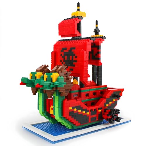 OundarM Piratenschiff Modell Diamond Blocks Baukasten für OP Anime Fans, 9+ Jungen Mädchen, Erwachsene, Schlangen 1560 Stück von OundarM