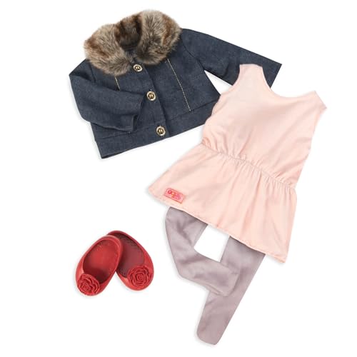 Our Generation – 46 cm Puppenkleidung – Puppenkleidung – Jeansjacke – Rosa Kleid – Spielzeug für Kinder ab 3 Jahren – Für immer in Jeans von Our Generation