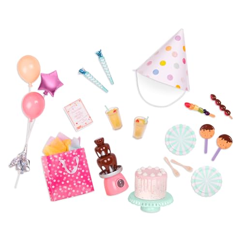 Our Generation – 46 cm Puppen Party-Accessoires – Geburtstagstorte & Ballons – Puppenzubehör – Spielzeug für Kinder ab 3 Jahren – Sweet Celebration Birthday Set von Our Generation