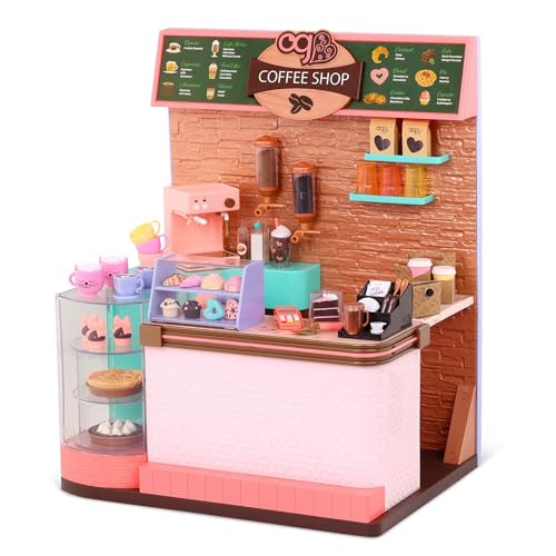 Our Generation – 64-teiliges Coffee Shop Spielset für 46 cm Puppen – Mit Kaffeemaschine, Geräuscheffekten & Zubehör – Love U Latte von Our Generation