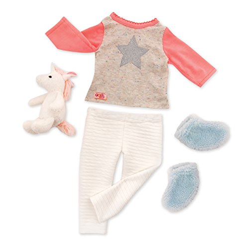 Our Generation – Pyjama Outfit – Einhorn-Stofftier – 46 cm Puppenkleidung – Rollenspiel – Spielzeug für Kinder ab 3 Jahren – Einhorn Träume von Our Generation