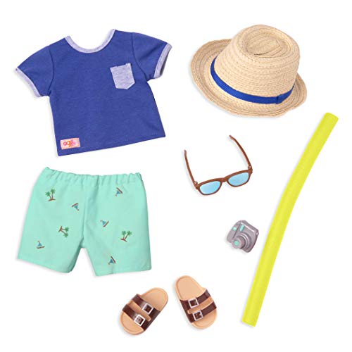 Our Generation – Badehose – Strand Outfit – Schwimmnudel-Zubehör – 46 cm Junge Puppenkleidung – Spielzeug für Kinder ab 3 Jahren – Beach Boy von Our Generation