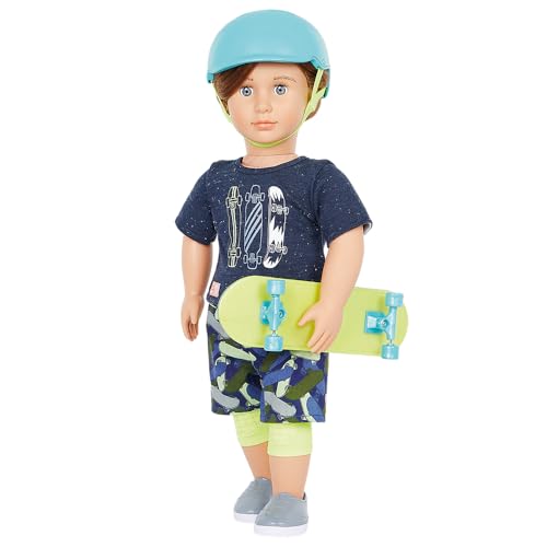 Our Generation BD31328Z Puppe Theodore 46cm Puppe mit Skateboard und Schutzkleider zum skaten – Kinder Spielzeug ab 3 Jahren - 45443 HCM Kinzel von Our Generation