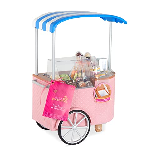 Our Generation BD35132Z Two Scoops Eiswagen - für 46cm Puppen, 4 Verschiedene Eissorten, EIS am Stiel und in der Waffel, beweglich – Kinder Spielzeug ab 3 Jahre - 45465 HCM Kinzel von Our Generation