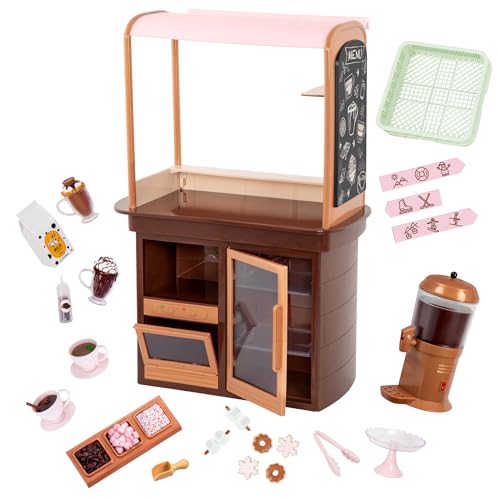 Our Generation – Heißer-Kakao-Stand – Spiellebensmittelset – Puppenzubehör (46 cm) – Fantasiespiel – Spielzeug für Kinder ab 3 Jahren – Choco-Tastic-Stand von Our Generation