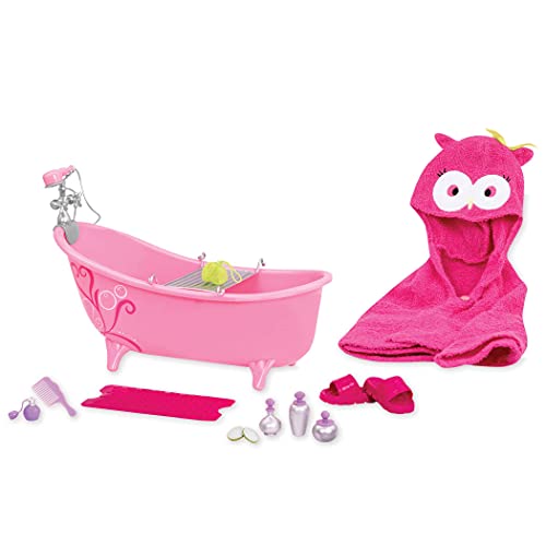 Our Generation – Puppenzubehör 46 cm – Badewannenset – Kapuzenhandtuch – Fantasiespiel – Spielzeug für Kinder ab 3 Jahren – Owl Be Relaxing Bathtub Set von Our Generation