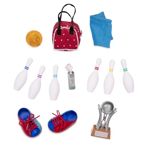 Our Generation – Bowling-Set für Puppen – Ball, Kegel, Trophäe, Bowlingschuhe & mehr – Kinderspielzeug – Puppenzubehör für 46 cm Puppen – Spielzeug für Kinder ab 3 Jahren – Let It Roll! Accessory Set von Our Generation