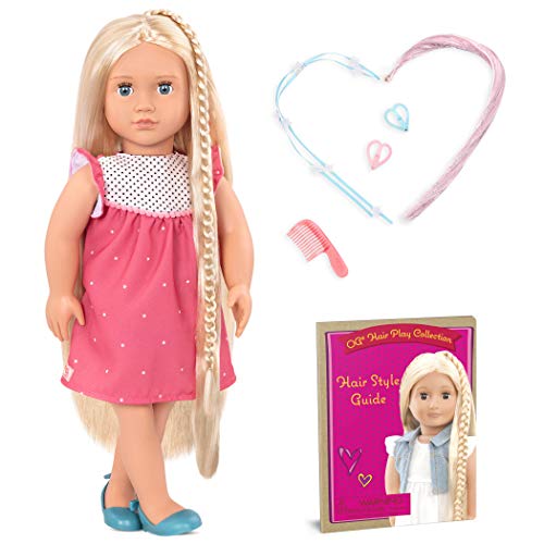 Our Generation – 46 cm große Spielpuppe mit Haar – Blonde Haare und Blaue Augen – ausziehbare Zöpfe – Styling-Accessoires – Spielzeug für Kinder ab 3 Jahren – Hayley von Our Generation