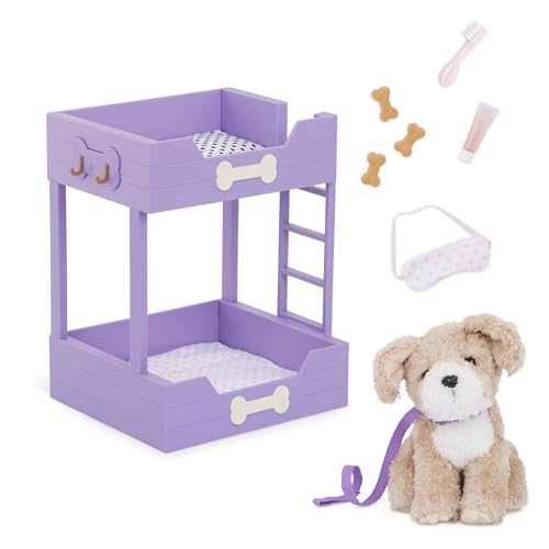 Our Generation – Haustierbett & Plüschwelpen-Set – Stofftier-Spielzeug – 46 cm Puppen-Accessoires – Rollenspiel – Spielzeug für Kinder ab 3 Jahren – Pup Bunk von Our Generation