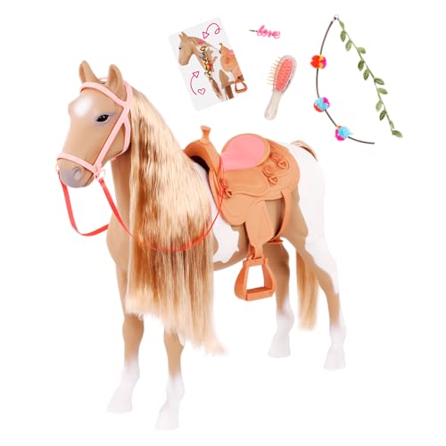 Our Generation - Palomino Hair Play Horse - braunes Pferd zum Frisieren - Buntem Styling-Accessoires - Spielzeug für Kinder ab 3 Jahren von Our Generation