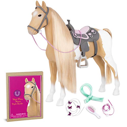 Our Generation Palomino Styling-Pferd, 51cm – Realistisches Spielgefährte mit Sattel, Trense & farbenfrohem Haarschmuck von Our Generation