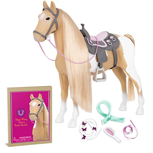 Our Generation Palomino Styling-Pferd, 51cm – Realistisches Spielgefährte mit Sattel, Trense & farbenfrohem Haarschmuck Our Generation Palomino Styling-Pferd, 51cm – Realistisches Spielgefährte mit Sattel, Trense & farbenfrohem Haarschmuck von Our Generation