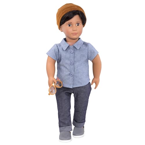 Our Generation – 46 cm Junge Puppe – Schwarzes Haar & braune Augen – Puppenkleidung im Denim-Stil – Fantasiespiel – Spielzeug für Kinder ab 3 Jahren – Franco von Our Generation