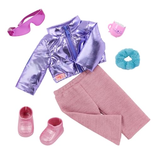 Our Generation – Puppen-Daunenjacken-Outfit – Sonnenbrille, Scrunchie & Heiße Schokolade-Accessoires – 46 cm Puppenkleidung – Rollenspiel – Spielzeug für Kinder ab 3 Jahren – Flauschig & Gemütlich von Our Generation