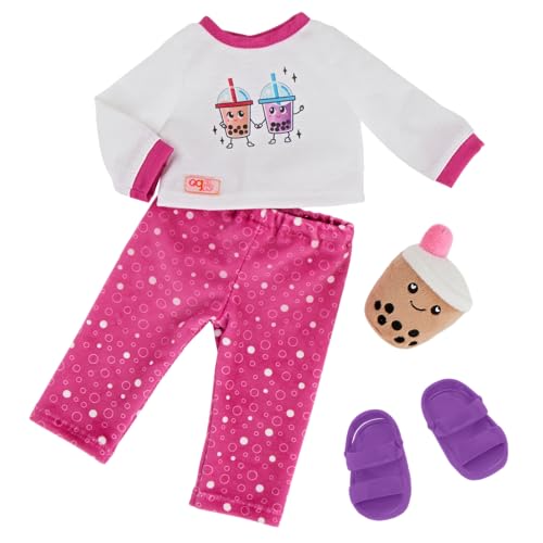 Our Generation – Puppen-Pyjama-Outfit – Bubble Tea Plüsch-Accessoire – 46 cm Puppenkleidung – Rollenspiel – Spielzeug für Kinder ab 3 Jahren – Beste Tees von Our Generation