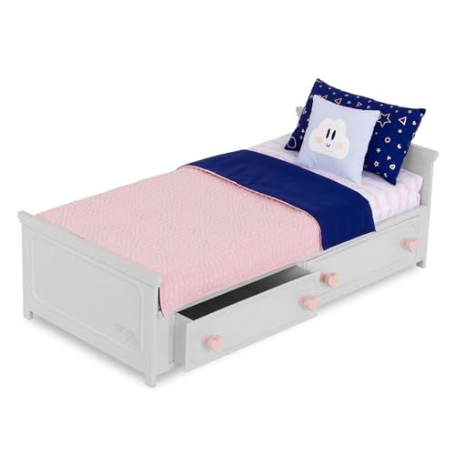 Our Generation – Puppenbett für 46 cm Puppen – Bettwäsche mit Sternenmuster – Puppenhausmöbel – Puppenzubehör – Spielzeug für Kinder ab 3 Jahren – Starry Slumbers von Our Generation