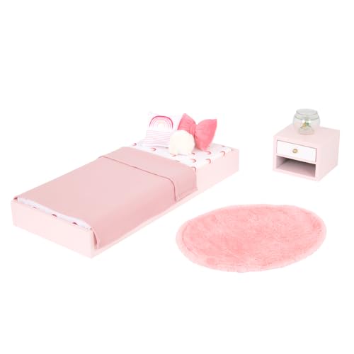 Our Generation – Puppenhausmöbel – Plattformbett & Nachttisch – 46 cm Puppenzubehör – Fantasiespiel – Spielzeug für Kinder ab 3 Jahren – OG Sweet Snuggles Schlafzimmer-Set Our Generation – Puppenhausmöbel – Plattformbett & Nachttisch – 46 cm Puppenzubehör – Fantasiespiel – Spielzeug für Kinder ab 3 Jahren – OG Sweet Snuggles Schlafzimmer-Set von Our Generation