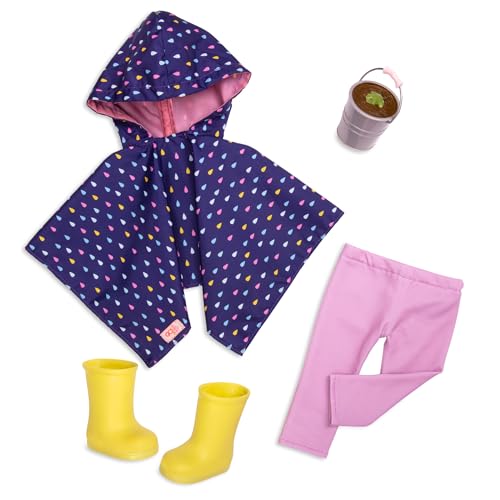 Our Generation Regenoutfit - Wetterfestes Puppenkleidungs-Set mit Gummistiefeln und Zubehör | BD30436 | Für 46 cm Puppen ab 3 Jahren von Our Generation