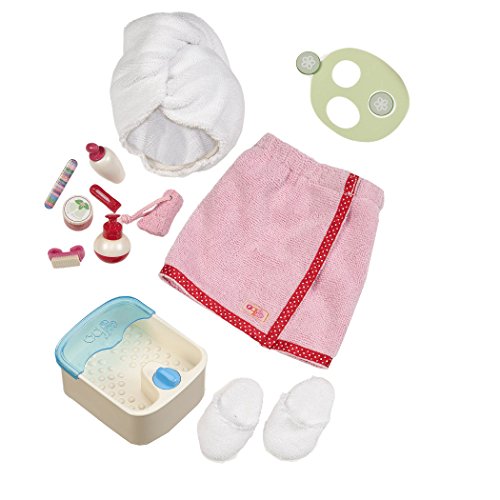 Our Generation – Salon-Set – Fußbad, Handtuch und Gurkenmaske – 46 cm Puppenzubehör – Rollenspiel – Spielzeug für Kinder ab 3 Jahren – Spa Day von Our Generation