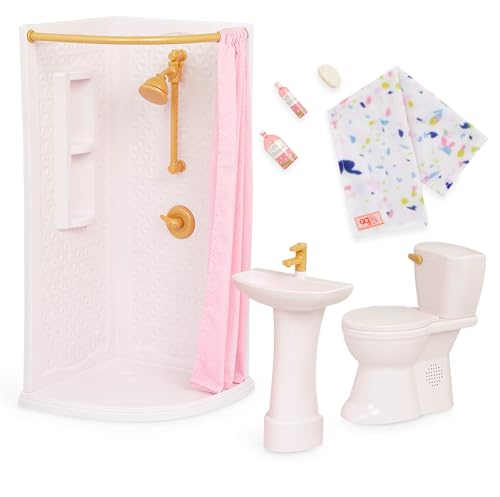 Our Generation Sweet Bathroom Set – Badezimmermöbel-Set für 46 cm Puppen – inkl. Badewanne, Waschbecken, Toilette & Zubehör – Puppenmöbel für fantasievolles Spielen Our Generation Sweet Bathroom Set – Badezimmermöbel-Set für 46 cm Puppen – inkl. Badewanne, Waschbecken, Toilette & Zubehör – Puppenmöbel für fantasievolles Spielen von Our Generation