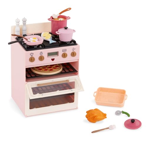 Our Generation – pielküchen-Set mit Licht- & Soundeffekten – Mit 22 Zubehörteilen für Back- & Kochabenteuer – Perfekt für 46 cm Puppen – Make & Bake Stove von Our Generation