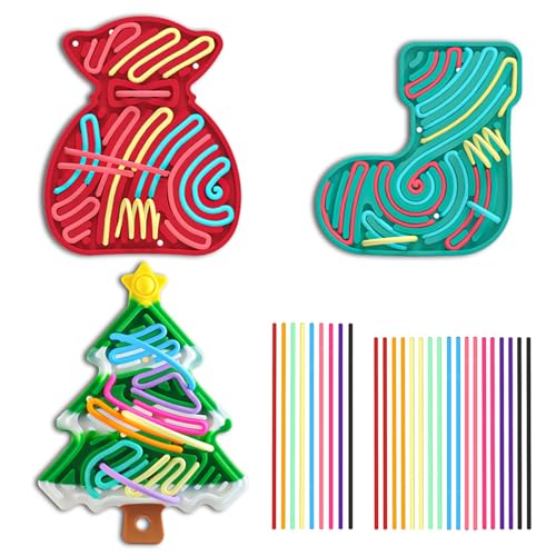 Sensory Activity Board Silicone Silent Fidget Toys. Strümpfe, Geschenktüten, 3 Stück 48 Strings Weihnachtsbäume für Jungen und Mädchen über 3 Jahre alt. von OurRemenberance