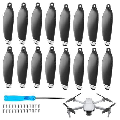 16 Stück Propeller Kompatibel mit Dji Mini 2, Mini 2 Se, Mini Se, Drohnenzubehör Schwarz Unsichtbar Ersatzpropeller Blätter Geräuscharmer Drohnenpropellerblätter mit Silberner Kante von OusSee